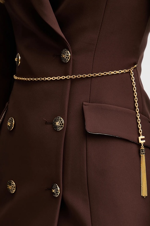 Elisabetta Franchi sukienka kolor brązowy mini prosta AB89657E2 - zdjęcie produktu nr 2