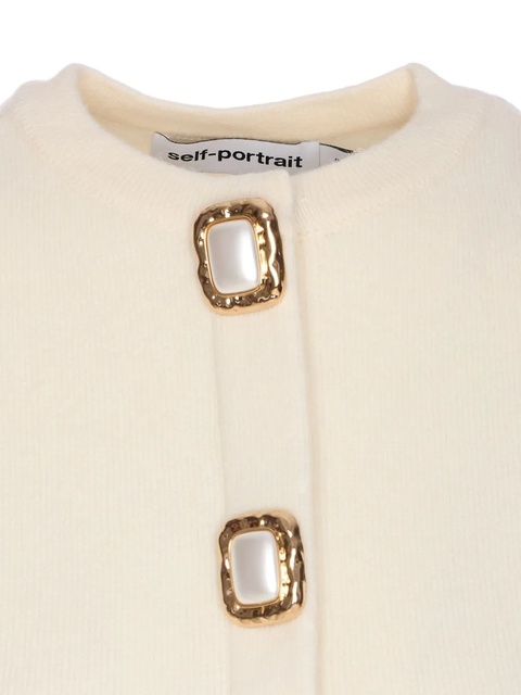 Self-Portrait jewel-button cropped cardigan - Neutrals - zdjęcie produktu nr 2