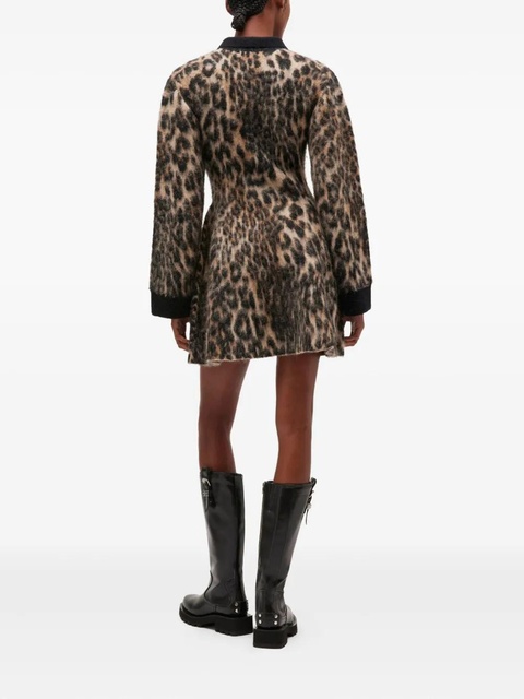 GANNI leopard-print button mini dress - Neutrals - zdjęcie produktu nr 2