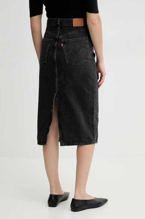 Levi's spódnica jeansowa HR BACK SLIT SKIRT kolor szary midi ołówkowa 001VH - zdjęcie produktu nr 2