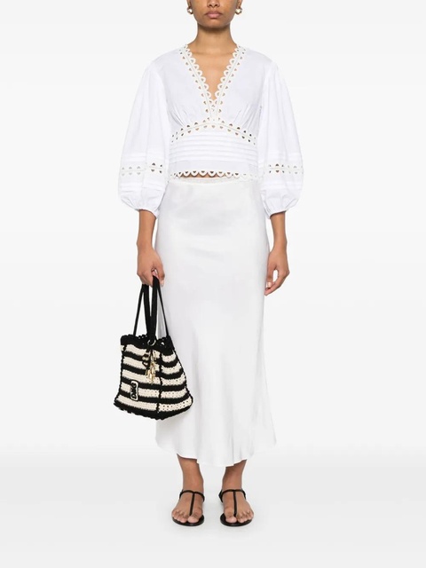 SANDRO satin-effect midi skirt - White - zdjęcie produktu nr 2