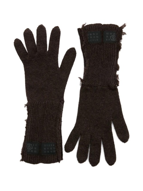 MM6 Maison Margiela ribbed-knit gloves - Brown - zdjęcie produktu nr 1