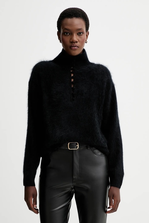 Rag & Bone sweter kaszmirowy damski kolor czarny z półgolfem RG6325F6MCA - zdjęcie produktu nr 1