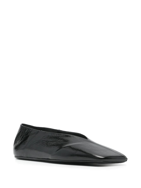 Jil Sander square-toe leather ballerina shoes - Black - zdjęcie produktu nr 1