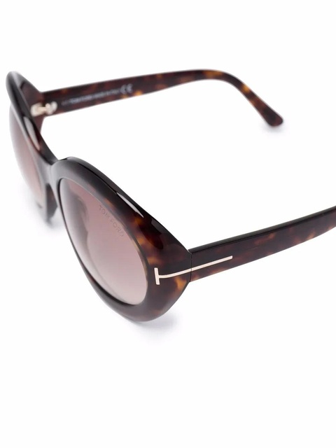 TOM FORD Eyewear logo tortoiseshell-effect sunglasses - Brown - zdjęcie produktu nr 1