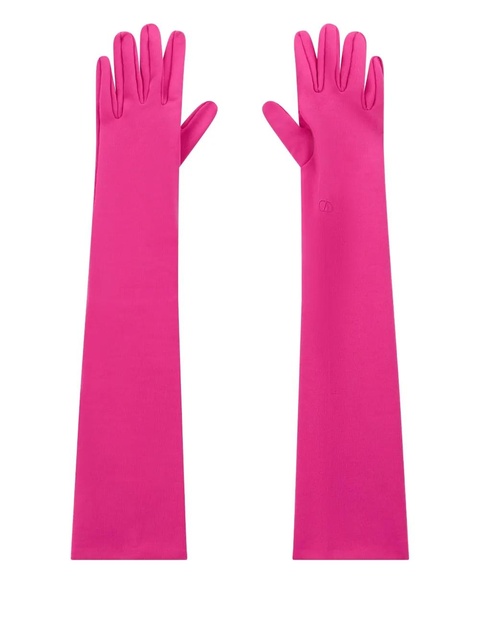 Valentino Garavani logo-embroidery gloves - Pink - zdjęcie produktu nr 1