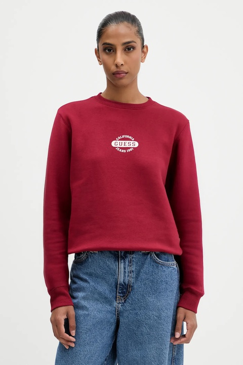 Guess Jeans bluza damska kolor bordowy wzorzysta W5BQ07 KC811 - zdjęcie produktu nr 1