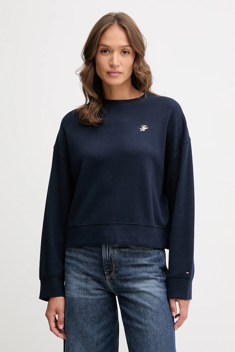 Tommy Hilfiger bluza damska kolor granatowy gładka WW0WW46152 - zdjęcie produktu nr 1
