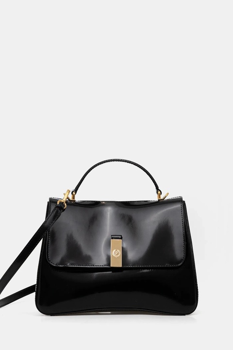 Pollini torebka skórzana kolor czarny PC4417PP0N QB1 - zdjęcie produktu nr 1