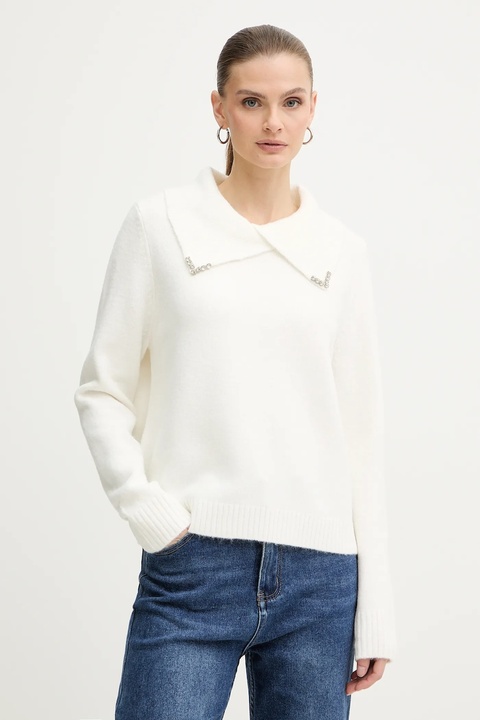 Morgan sweter z domieszką wełny damski kolor beżowy MISTRAL - zdjęcie produktu nr 1