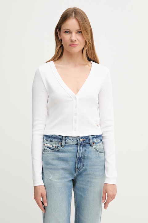 Calvin Klein Jeans kardigan damskie kolor biały lekki LV047C204G - zdjęcie produktu nr 1