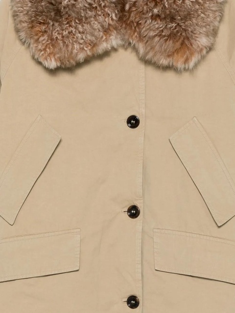 Prada faux-fur-trimmed button coat - Neutrals - zdjęcie produktu nr 2