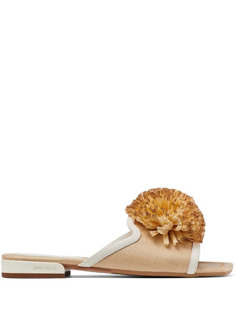 Jimmy Choo Nako pompom mules - Neutrals - zdjęcie produktu nr 1