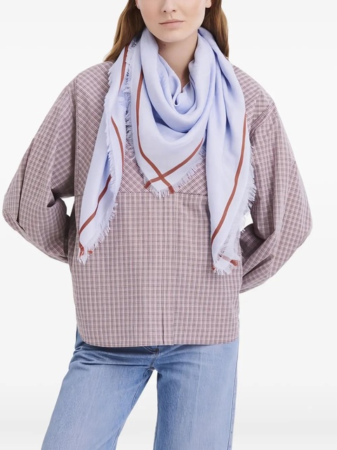 Longchamp La Médaille fringed scarf - Blue - zdjęcie produktu nr 2