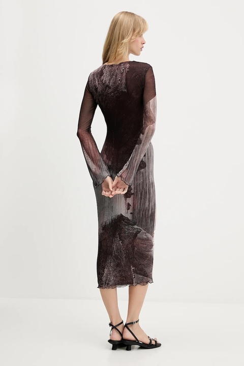 Desigual sukienka ABYSS LACROIX kolor brązowy midi dopasowana 25WWVK01 - zdjęcie produktu nr 2