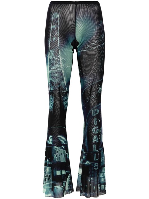 Jean Paul Gaultier Pigalle-print flared trousers - Blue - zdjęcie produktu nr 1