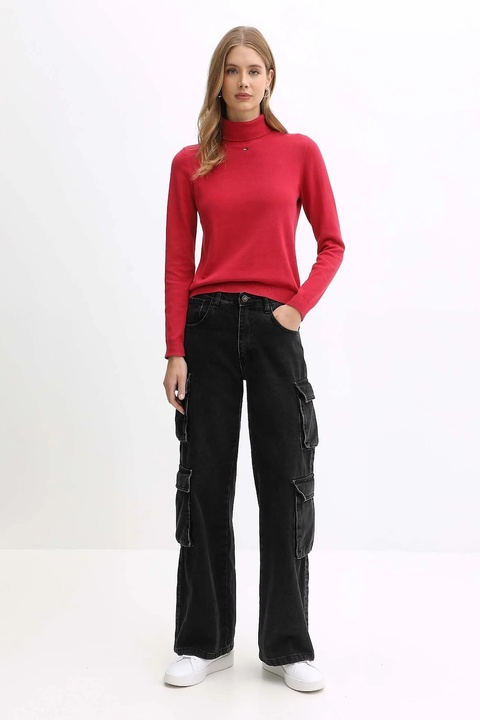 Tommy Jeans sweter bawełniany damski kolor różowy lekki z golfem DW0DW21672 - zdjęcie produktu nr 2