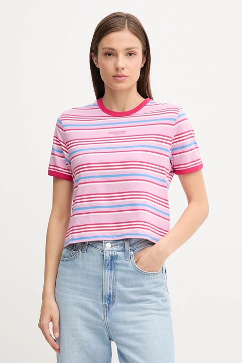 Tommy Jeans t-shirt bawełniany damski kolor różowy DW0DW21391 - zdjęcie produktu nr 1