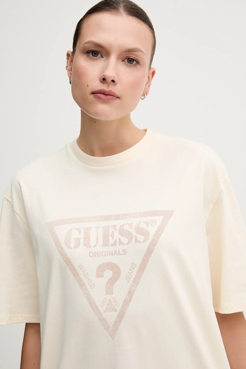 Guess Originals t-shirt bawełniany damski kolor beżowy M5GI10 K8FQ4 - zdjęcie produktu nr 2
