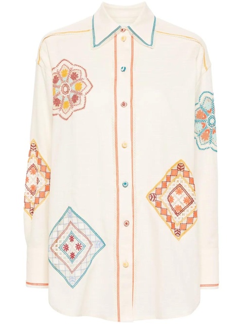ZIMMERMANN Ottie crochet-trim shirt - Neutrals - zdjęcie produktu nr 1