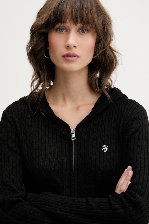 Guess Jeans kardigan z domieszką jedwabiu damska kolor czarny lekki W5BR04 Z3HO2 - zdjęcie produktu nr 2