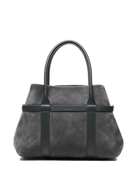 Loro Piana small Ghiera leather-trimmed calfskin shopper bag - Blue - zdjęcie produktu nr 1