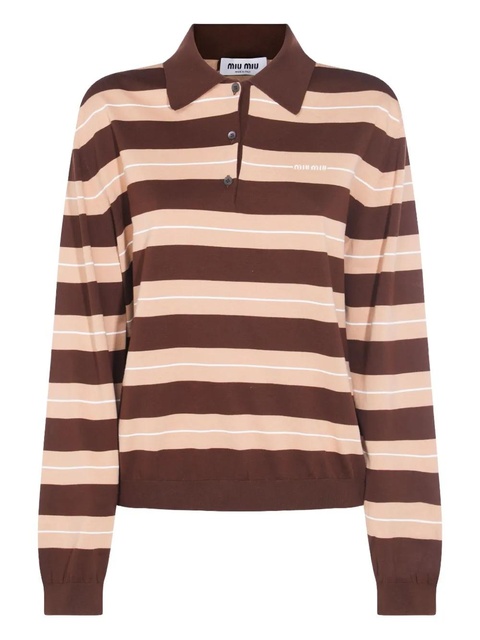 Miu Miu striped polo top - Brown - zdjęcie produktu nr 1