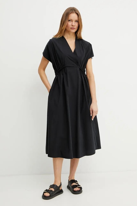 Weekend Max Mara sukienka bawełniana kolor czarny midi rozkloszowana 2515221052600 - zdjęcie produktu nr 1