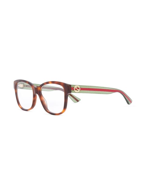 Gucci Eyewear Web arm tortoiseshell glasses - Brown - zdjęcie produktu nr 2