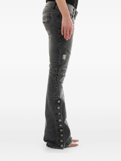 Balmain button-embellished distressed jeans - Black - zdjęcie produktu nr 2