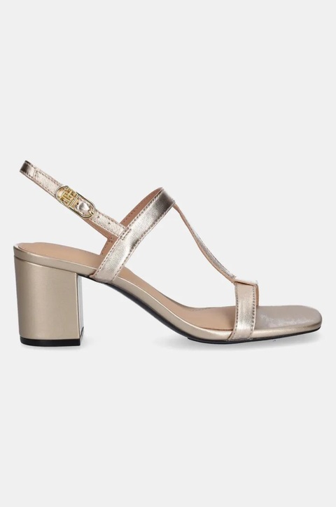 Tommy Hilfiger sandały skórzane LEATHER BLOCK HEEL SANDAL METAL kolor złoty FW0FW08590 - zdjęcie produktu nr 2