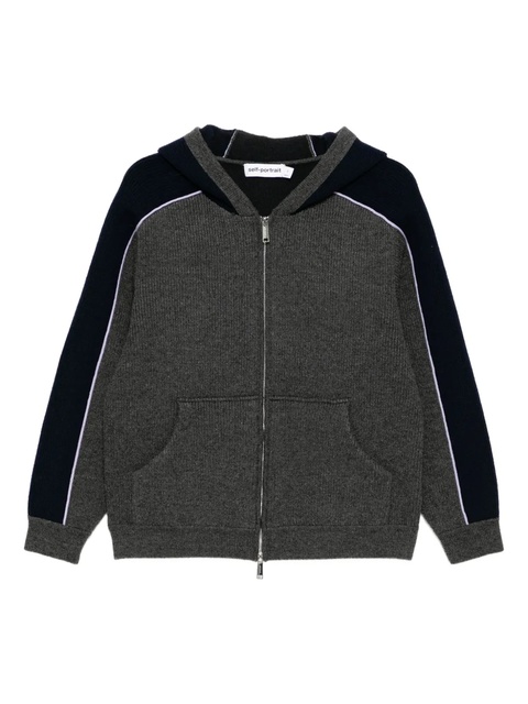 Self-Portrait ribbed knit sweatshirt - GREY - zdjęcie produktu nr 1