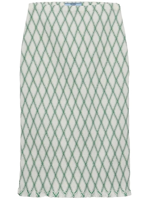 Prada patterned cotton midi skirt - Green - zdjęcie produktu nr 1