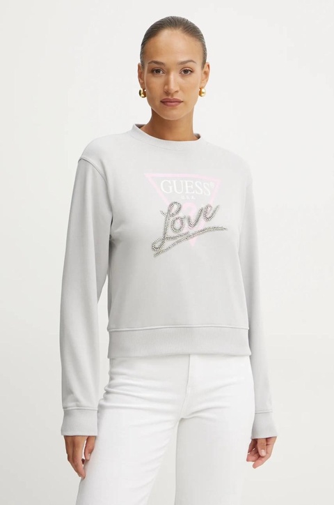Guess bluza damska kolor szary z aplikacją W5RQ04 KB683 - zdjęcie produktu nr 1