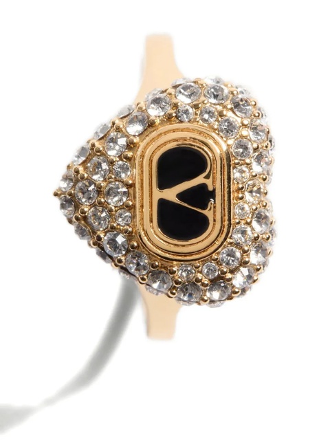Valentino Garavani Coeur Royal crystal-embellished heart ring - Gold - zdjęcie produktu nr 2