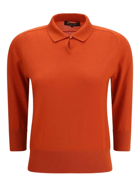 Loro Piana polo-neck three-quarter sleeve sweater - Red - zdjęcie produktu nr 1