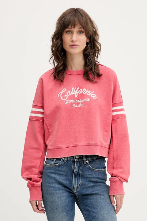 Guess Originals bluza bawełniana damska kolor różowy z nadrukiem W5YQ24 K68I4 - zdjęcie produktu nr 1