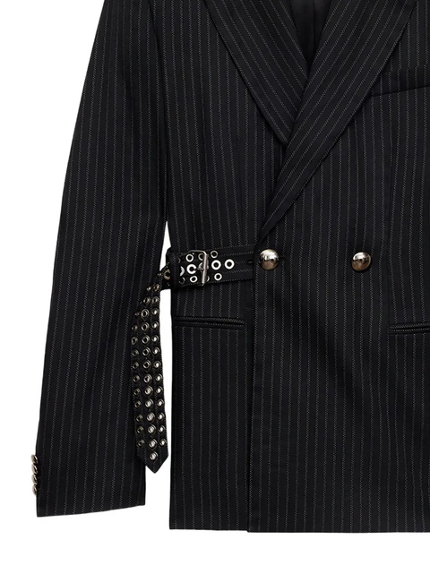 ISABEL MARANT pinstripe studded-belt jacket - Black - zdjęcie produktu nr 1