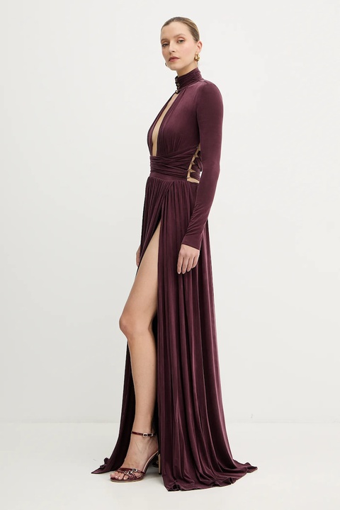 Elisabetta Franchi sukienka kolor bordowy maxi rozkloszowana ABR1656E2 - zdjęcie produktu nr 2