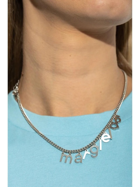 MM6 Maison Margiela logo-lettering necklace - Silver - zdjęcie produktu nr 2
