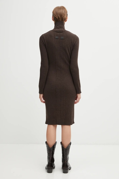 MM6 Maison Margiela sukienka z dodatkiem wełny kolor brązowy midi prosta S62DD0054.M13187.144 - zdjęcie produktu nr 1