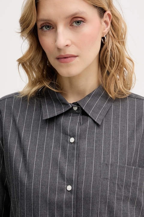 Tommy Hilfiger koszula bawełniana damska kolor szary regular z kołnierzykiem klasycznym WW0WW46851 - zdjęcie produktu nr 2