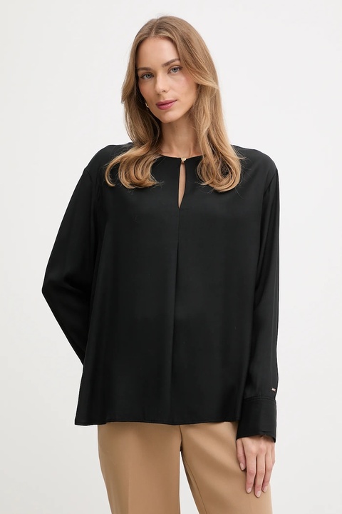 Tommy Hilfiger bluzka damska kolor czarny gładka WW0WW47339 - zdjęcie produktu nr 1