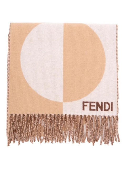 FENDI circular-pattern fringed scarf - Pink - zdjęcie produktu nr 1