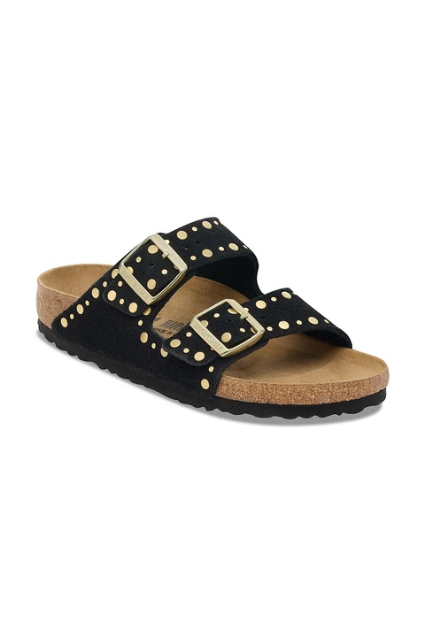 Birkenstock klapki zamszowe Arizona Rivet damskie kolor czarny 1030348 - zdjęcie produktu nr 1