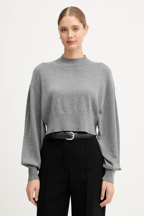 United Colors of Benetton sweter z dodatkiem wełny damski kolor szary lekki z półgolfem 1Y6SD2041 - zdjęcie produktu nr 1