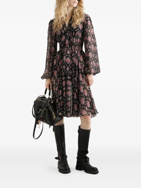 Dolce & Gabbana long-sleeves floral midi dress - Black - zdjęcie produktu nr 2