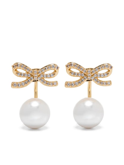 Self-Portrait pearl bow earrings - Gold - zdjęcie produktu nr 1