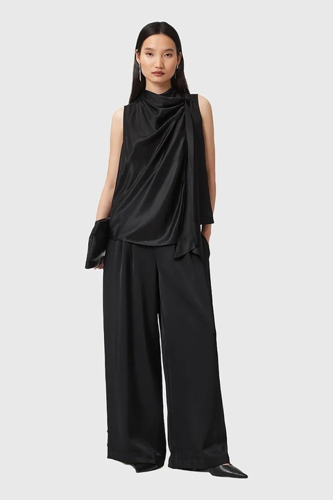 AllSaints spodnie LEANNE damskie kolor czarny szerokie medium waist W015TD - zdjęcie produktu nr 2