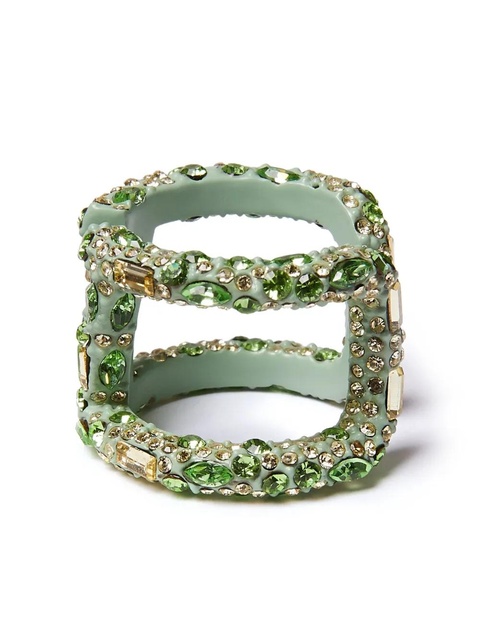 Valentino Garavani VLogo crystal-embellished ring - Green - zdjęcie produktu nr 2